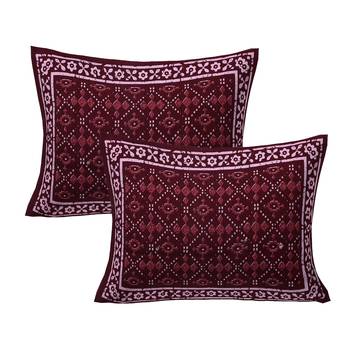 Maroon Retro Print Pure Cotton Jaipuri Dabu  Bedsheet 2