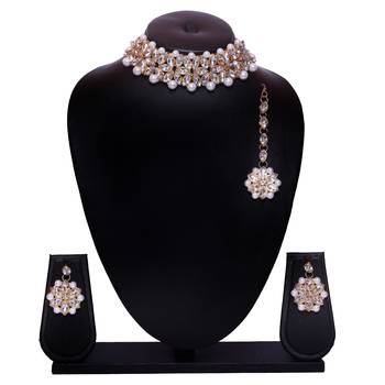 White Gold Plated Moti Markis  Necklace Set 1