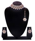 White Gold Plated Moti Markis  Necklace Set