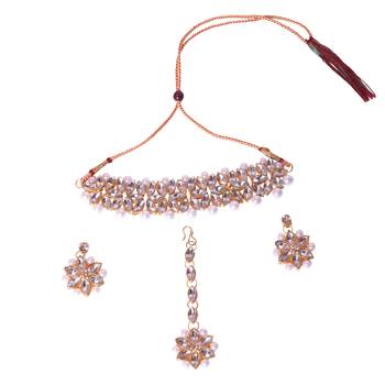 White Gold Plated Moti Markis  Necklace Set 2