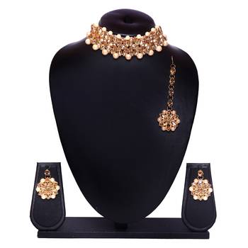 White Gold Plated Moti Markis  Necklace Set 3