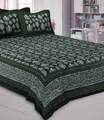 Green Palm Tree Pure Cotton Jaipuri Dabu Print Bedsheet