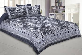 Floral Ripples Grey Double Bedsheet 1