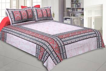 Artistic Quadrangle Red Double Bedsheet 1