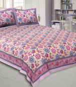 Awesome Mausam Pink Cream Double Bedsheet