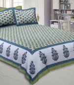 Pleasant Pedicel Green Double Bedsheet