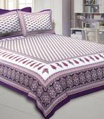 Purple Pink Gold Print Double Bedsheet