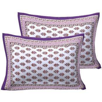 Purple Pink Gold Print Double Bedsheet 2