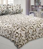 Paisley Creamish Green 240 TC King Size Double Bedsheet