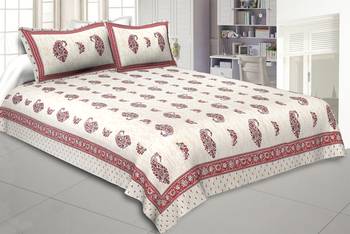 Marble Italica Maroon Cream Double Bedsheet 1
