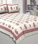 Marble Italica Maroon Cream Double Bedsheet