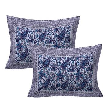 Classic Hand Block Blue Buta Double Bedsheet 2