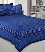 Royal Blue Zigzag  Pure Cotton Jaipuri Dabu Print Bedsheet