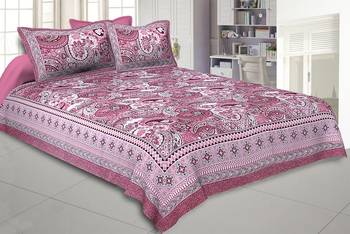 Floral Ripples Pink Double Bedsheet 1