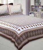 Shaded Brown Gold Print Double Bedsheet