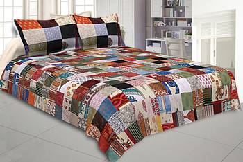 Mix Tukdi King Size Super Fine Golden Multi Patch Double Bedsheet 1