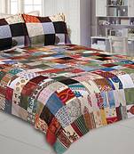 Mix Tukdi King Size Super Fine Golden Multi Patch Double Bedsheet