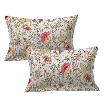 Pink Brown Floral Hand Block Print Off White Base Pure Cotton Bedsheet with 2 Pillow Covers 2