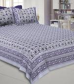 Incessant Bale Blue Hand Block Print King Size Bedsheet