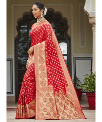 Red Woven Party Wear Art Silk Sarees 2
