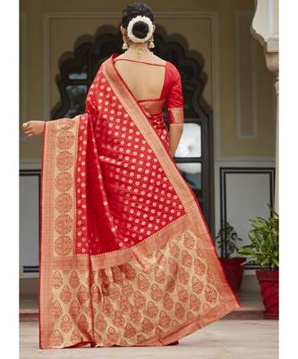 Red Woven Party Wear Art Silk Sarees 4