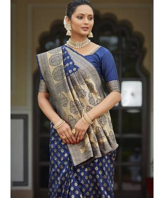 Blue Woven Party Wear Art Silk Sarees 3