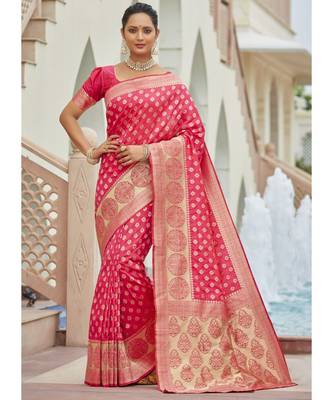 Rani Pink Woven Party Wear Art Silk Sarees 1