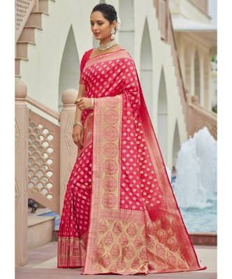 Rani Pink Woven Party Wear Art Silk Sarees 2