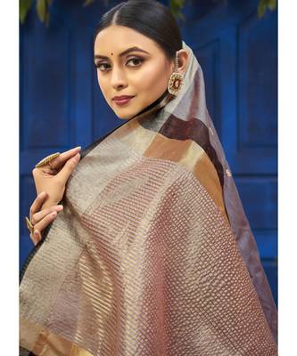Brown Woven Party Wear Cotton Silk Sarees 4