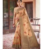 Light Orange Woven Party Wear Cotton Silk Sarees