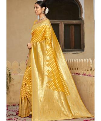 Yellow Woven Party Wear Art Silk Sarees 2