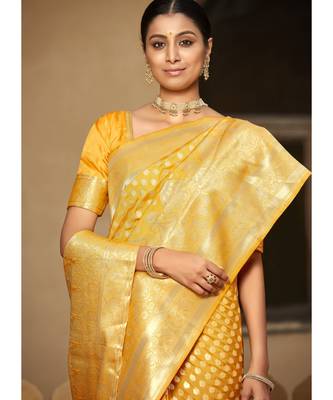 Yellow Woven Party Wear Art Silk Sarees 3
