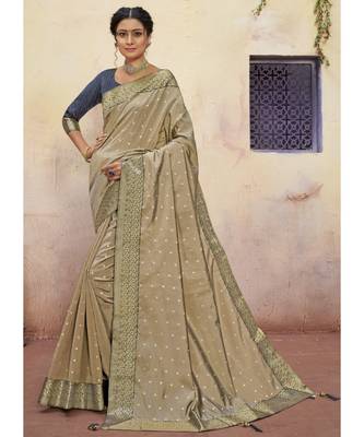 Beige Woven Party Wear Art Silk Sarees 1