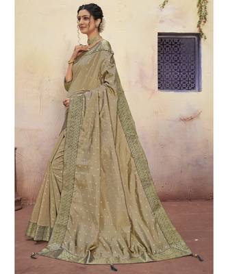 Beige Woven Party Wear Art Silk Sarees 2