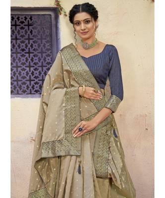 Beige Woven Party Wear Art Silk Sarees 3
