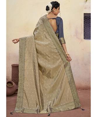 Beige Woven Party Wear Art Silk Sarees 4