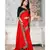 Women's Red Plain Lace Work Silk Saree