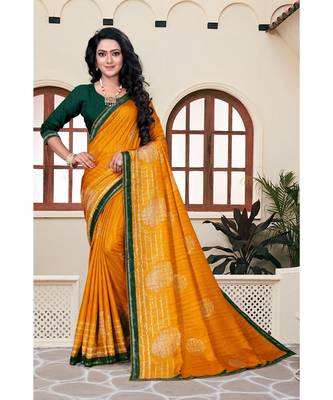 Women's Yellow Georgette Printed Saree 1