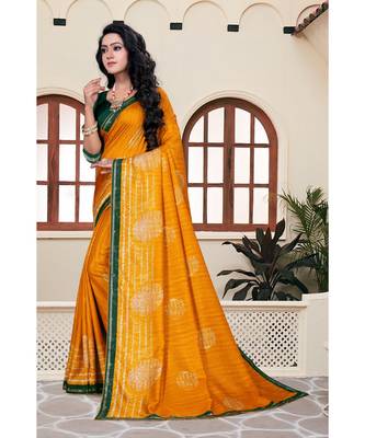 Women's Yellow Georgette Printed Saree 2