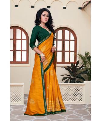 Women's Yellow Georgette Printed Saree 3