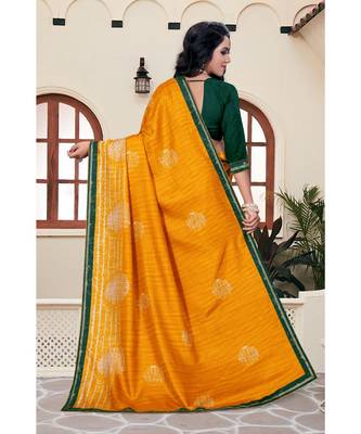 Women's Yellow Georgette Printed Saree 4