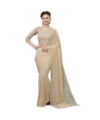 Women'S Bige Net Jacquard Saree 2