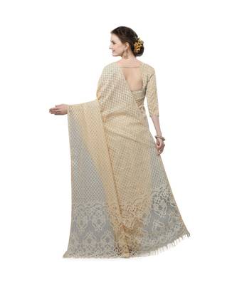 Women'S Bige Net Jacquard Saree 4