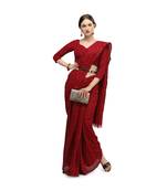 Women'S Maroon Net Jacquard Saree