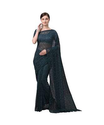 Women'S Rama Net Jacquard Saree 1