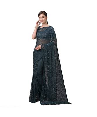 Women'S Rama Net Jacquard Saree 2
