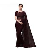 Women'S Wine Net Jacquard Saree