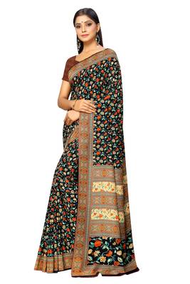 Multicolor printed crepe saree with blouse 2
