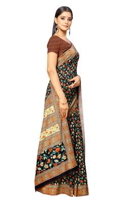 Multicolor printed crepe saree with blouse 3