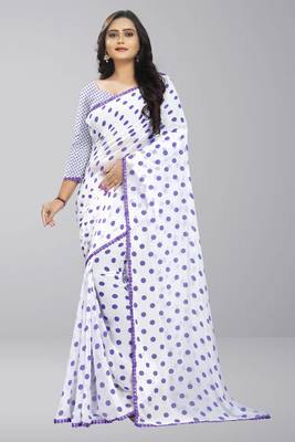 Purple printed faux georgette saree with blouse 1